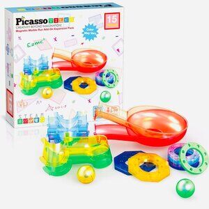 PicassoTiles Magnetic Marble Run Game – Fun Family STEAM Building Set
